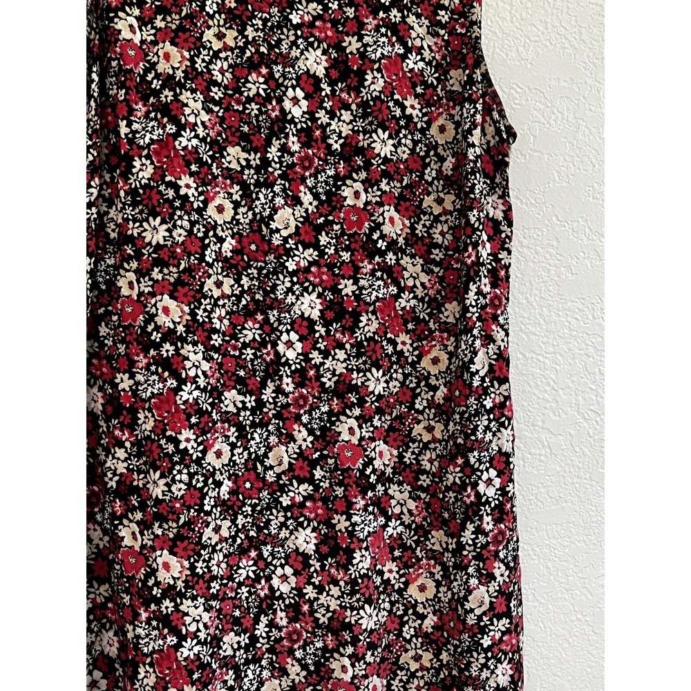 Ease Sport Womens Ditsy Floral Maxi Dress Black Red Sleeveless Rayon Size 10 - Picture 3 of 7